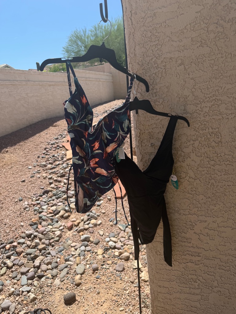 Nwt $184 Mynah Black Navy Blue Floral V-Neck Side-Ties M Coverage Swimsuit Xs S8